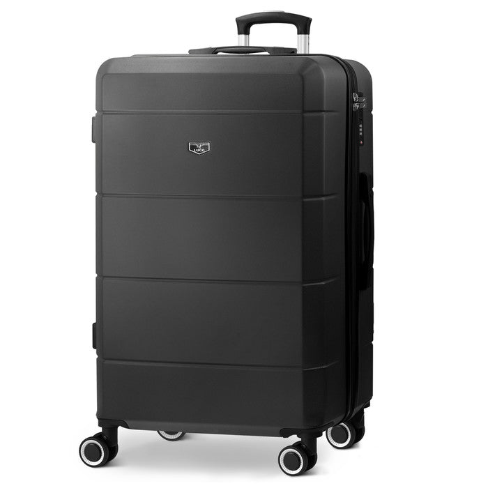 LUGG Jetset 28 Inch Large Suitcase – Lightweight Hard Shell Luggage with TSA Lock – Water-Resistant ABS Spinner Suitcase – 4 Wheels – (75x49x29cm) - Black