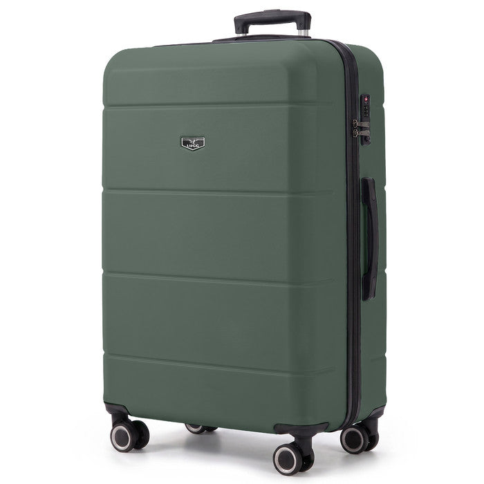 Army Green 32 inch hard shell suitcase, extra large check-in size with spinner wheels