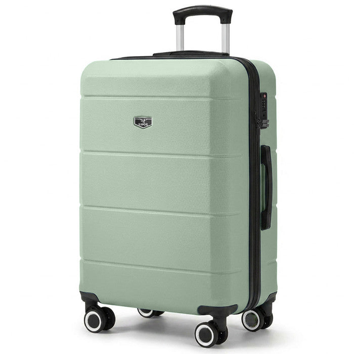 LUGG Sage Green 24" hard shell medium suitcase with spinner wheels & telescopic handle