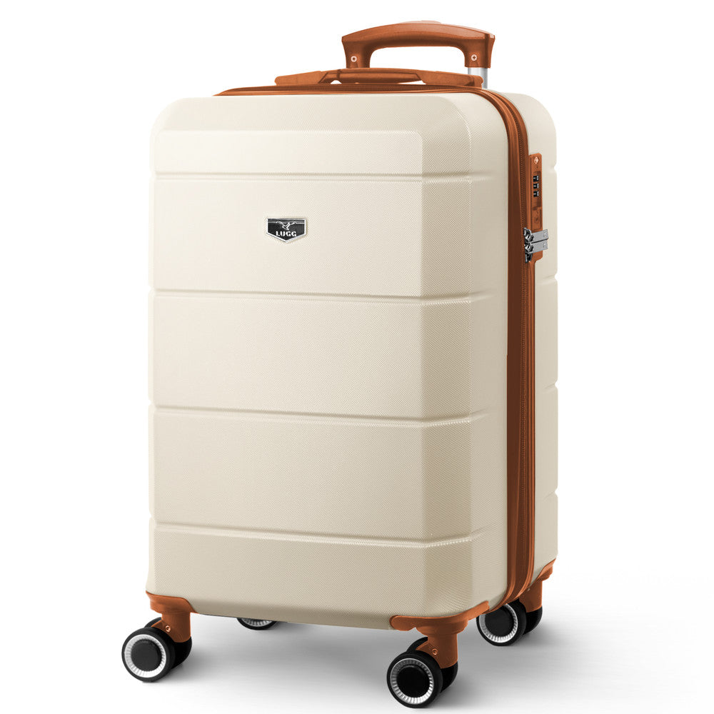 Jetset 20" Cabin Suitcase - 55 x 35 x 23cm in Cream & Brown