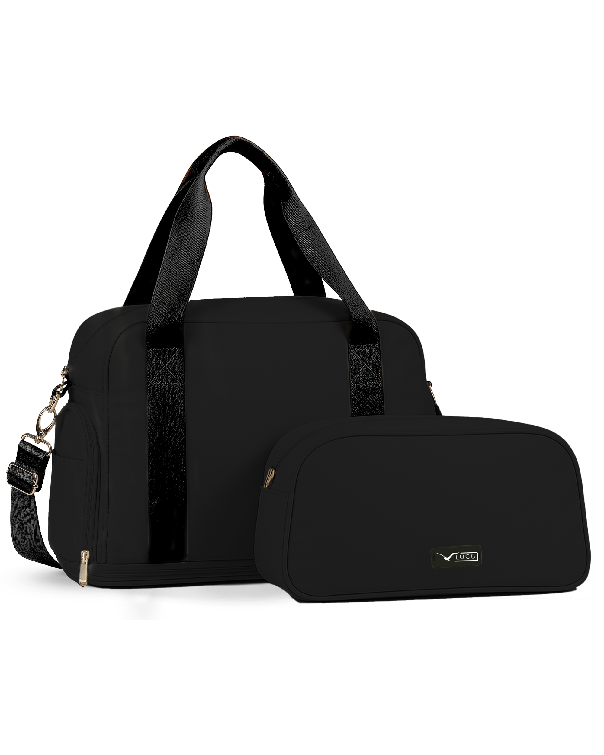 LUGG Duffle & Toiletry Bag Set – Waterproof Travel Bags for Men & Women - Black