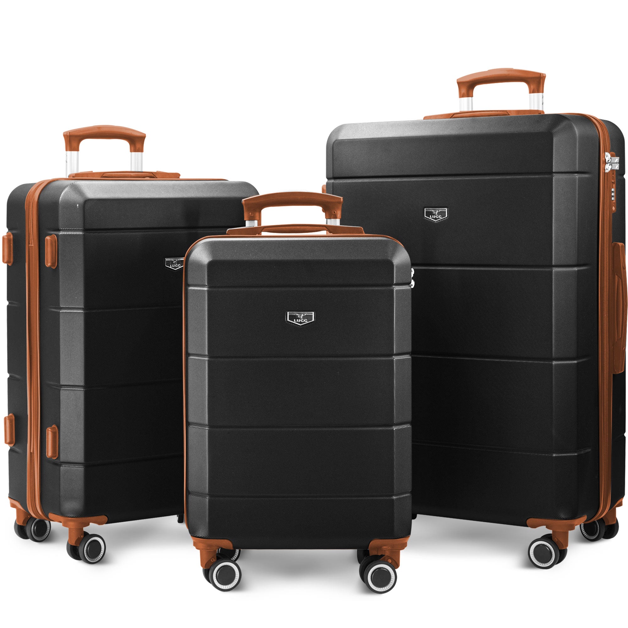 Jetset 3pc Suitcase Set in Black & Brown