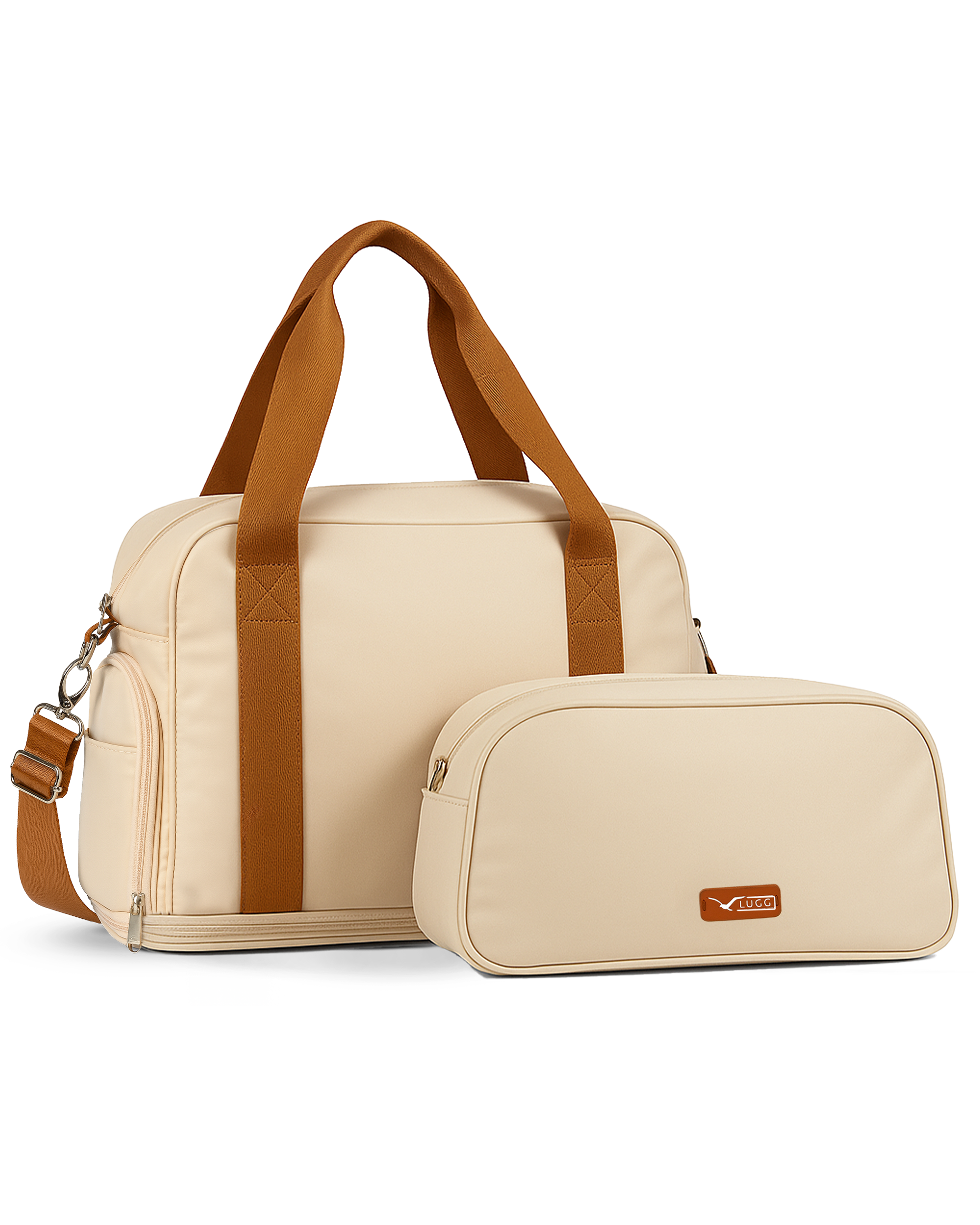 LUGG Duffle & Toiletry Bag Set – Waterproof Travel Bags for Men & Women - Cream