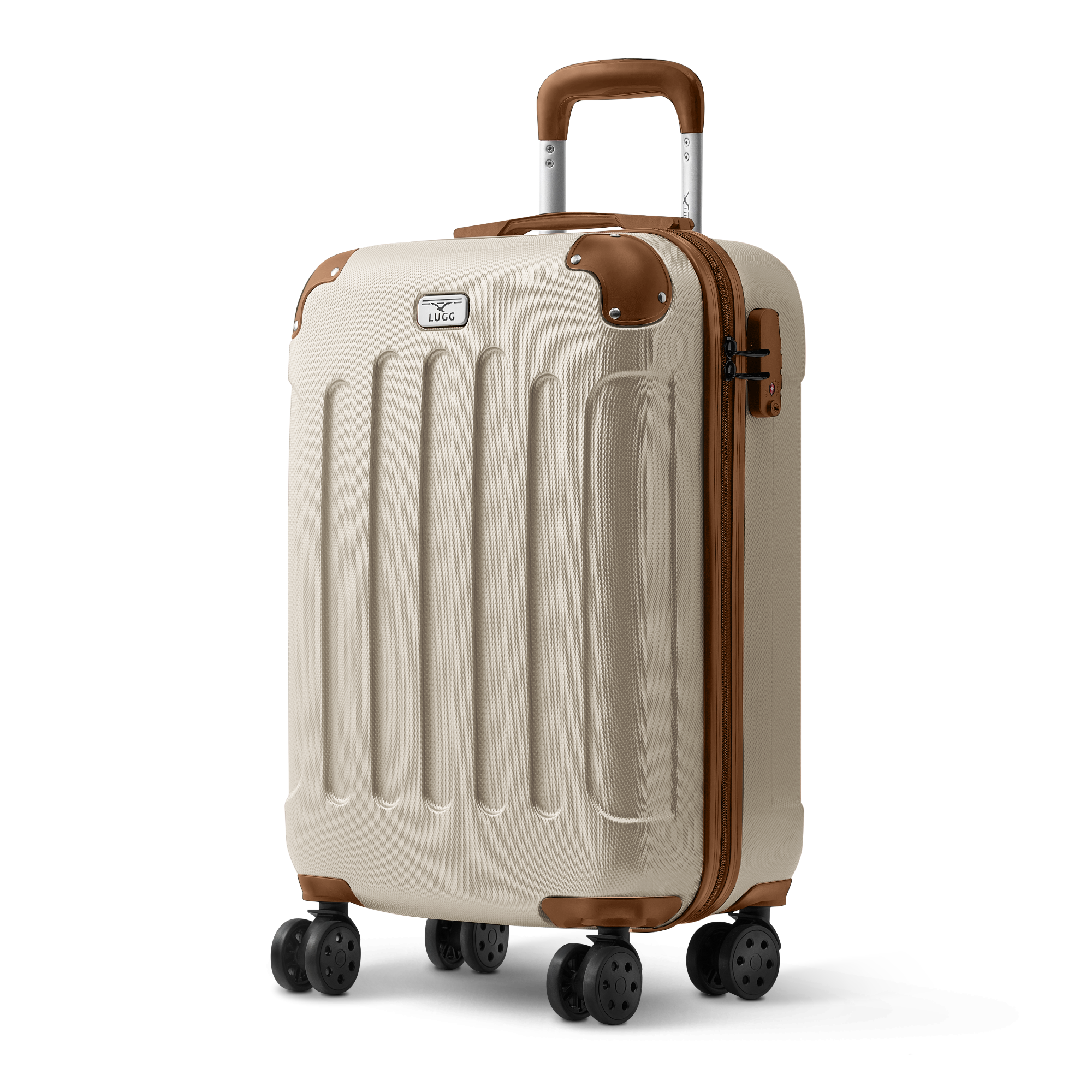 Stand Out in Style with Skywander 20-Inch Cream & Brown Suitcase - UK