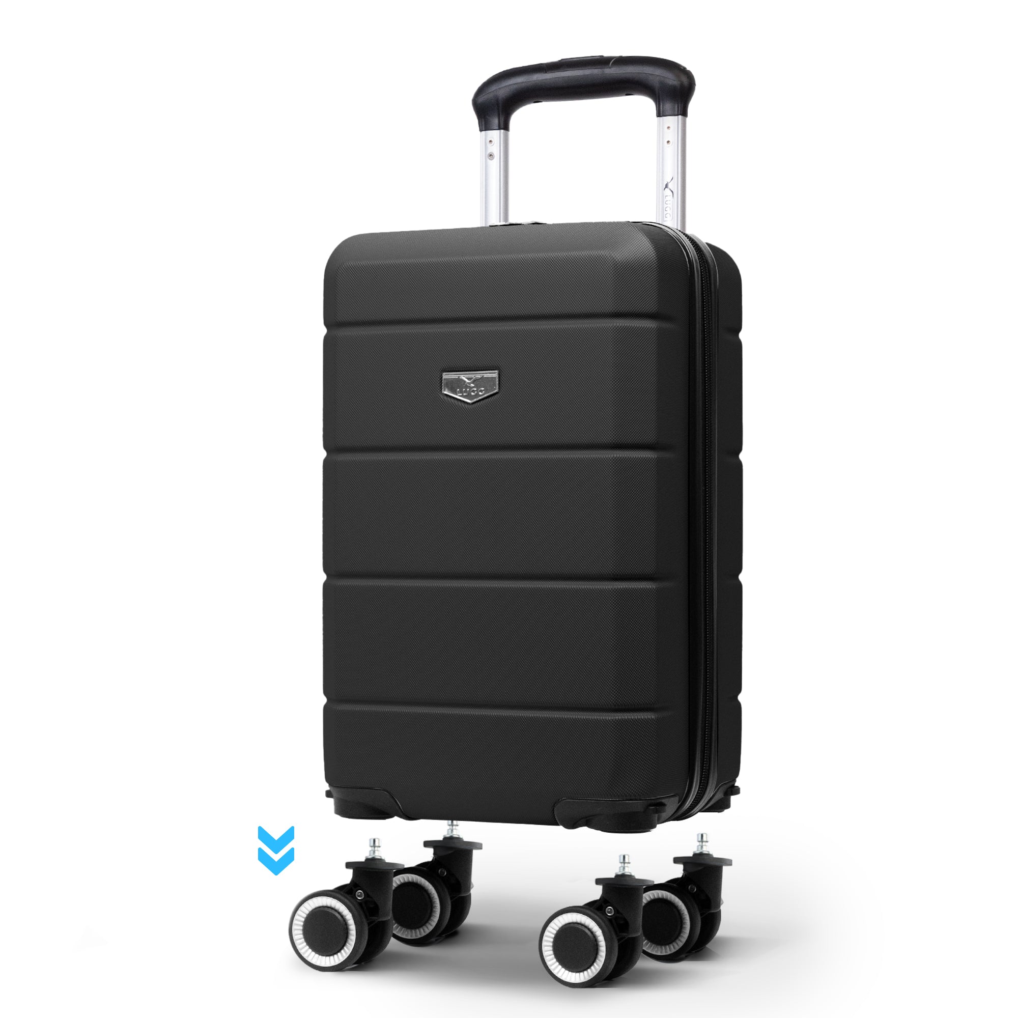 LUGG - Jetset 40cm Suitcase - 40x25x20cm- Ryanair Compatible - TSA Lock - Underseat Size - Hard Shell ABS - Spinner & Removable Wheels - Lightweight Travel Luggage- Black