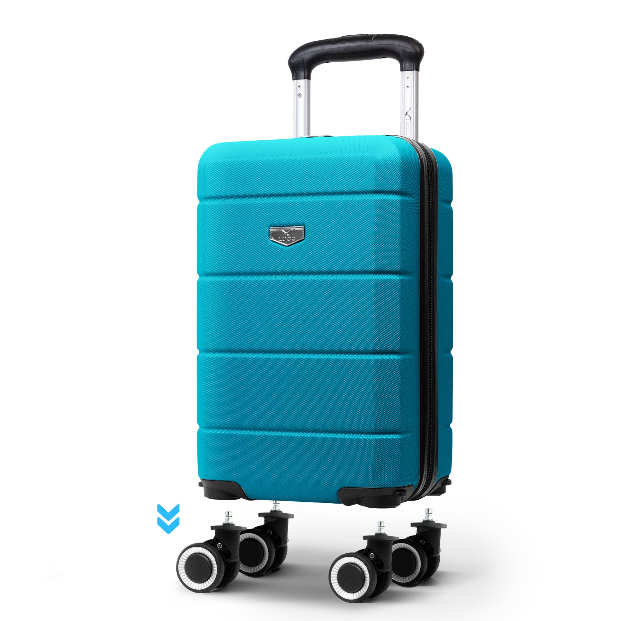 LUGG - Jetset 40cm Suitcase - 40x25x20cm- Ryanair Compatible - Underseat Size - Hard Shell ABS - Spinner & Removable Wheels - Lightweight Travel Luggage- Teal
