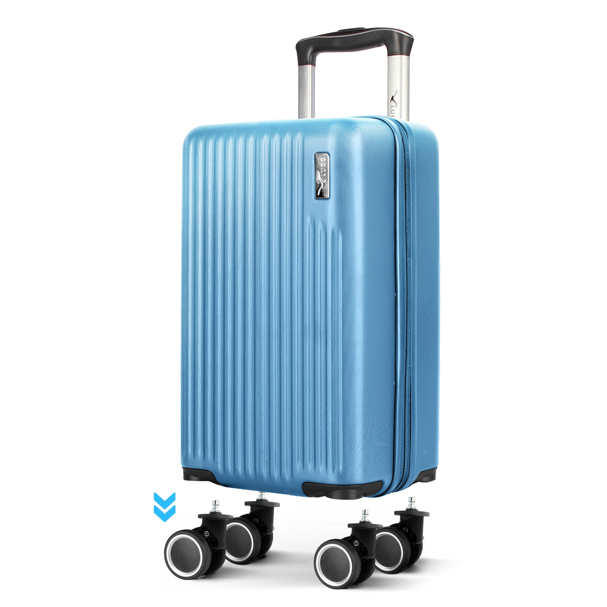 LUGG 40cm Vacay Suitcase ABS Luggage with TSA Indent Lock, Aluminium Trolley Handle, 360° Spinner Wheels, Water-Resistant & Durable Material - Airline Compatible (40 x 20 x 25cm)- Skyblue