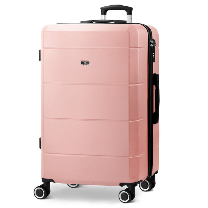 LUGG Jetset 28 Inch Large Suitcase – Lightweight Hard Shell Luggage with TSA Lock – Water-Resistant ABS Spinner Suitcase – 4 Wheels – (75x49x29cm) - Rose Gold
