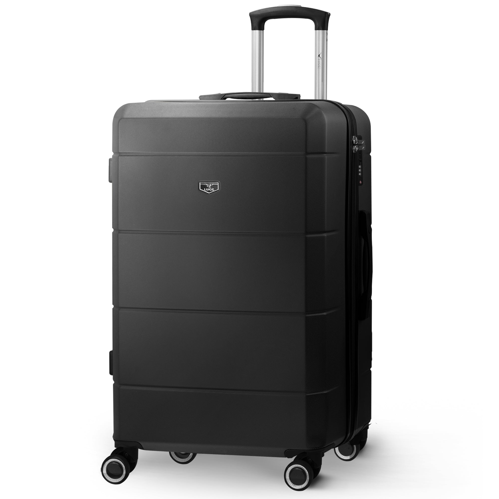 LUGG Jetset 24” Lightweight Travel Carry On Suitcase, ABS, Water Resistant & TSA Lock, Easyjet Overhead- Black