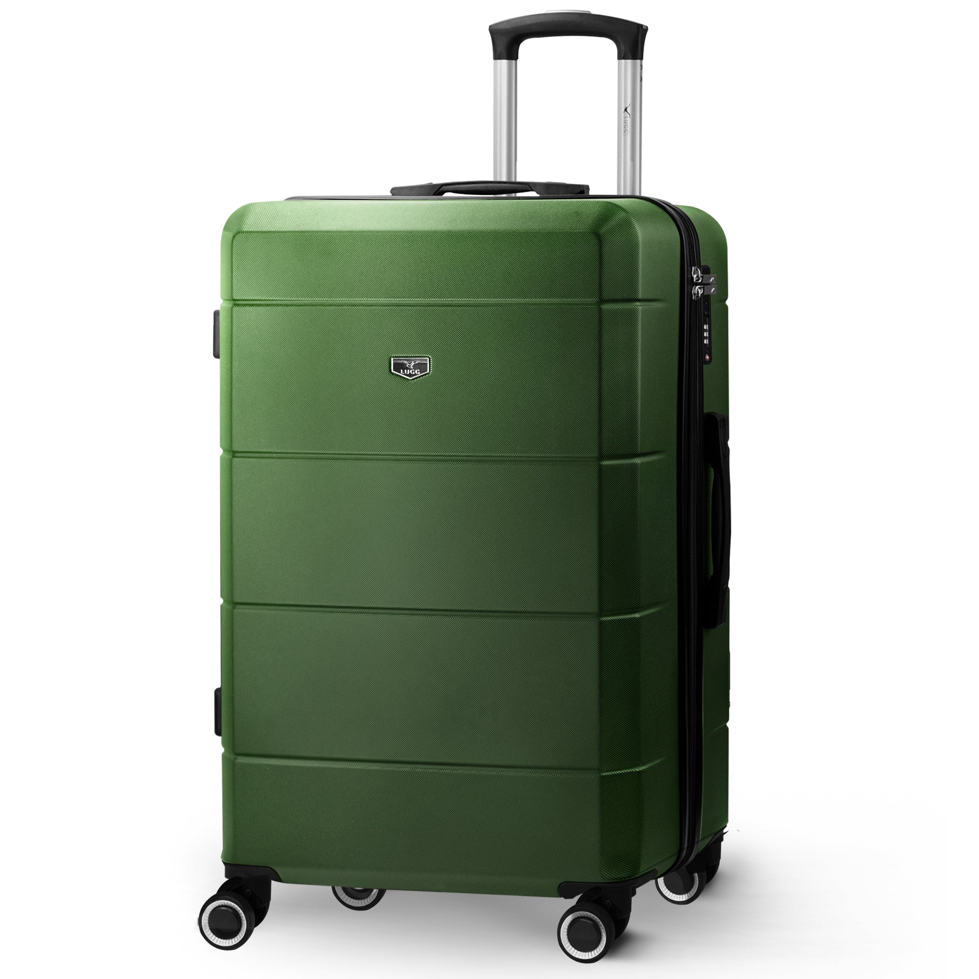 LUGG Jetset 24” Lightweight Travel Carry On Suitcase, ABS, Water Resistant & TSA Lock, Easyjet Overhead- Army Green