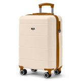 Cream & Brown 20" hard shell cabin suitcase, spinner wheels & TSA lock, LUGG Jetset cabin bag