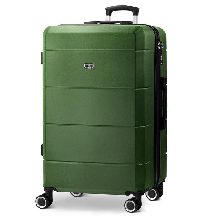 LUGG Jetset 28 Inch Large Suitcase – Lightweight Hard Shell Luggage with TSA Lock – Water-Resistant ABS Spinner Suitcase – 4 Wheels – (75x49x29cm) - Army Green