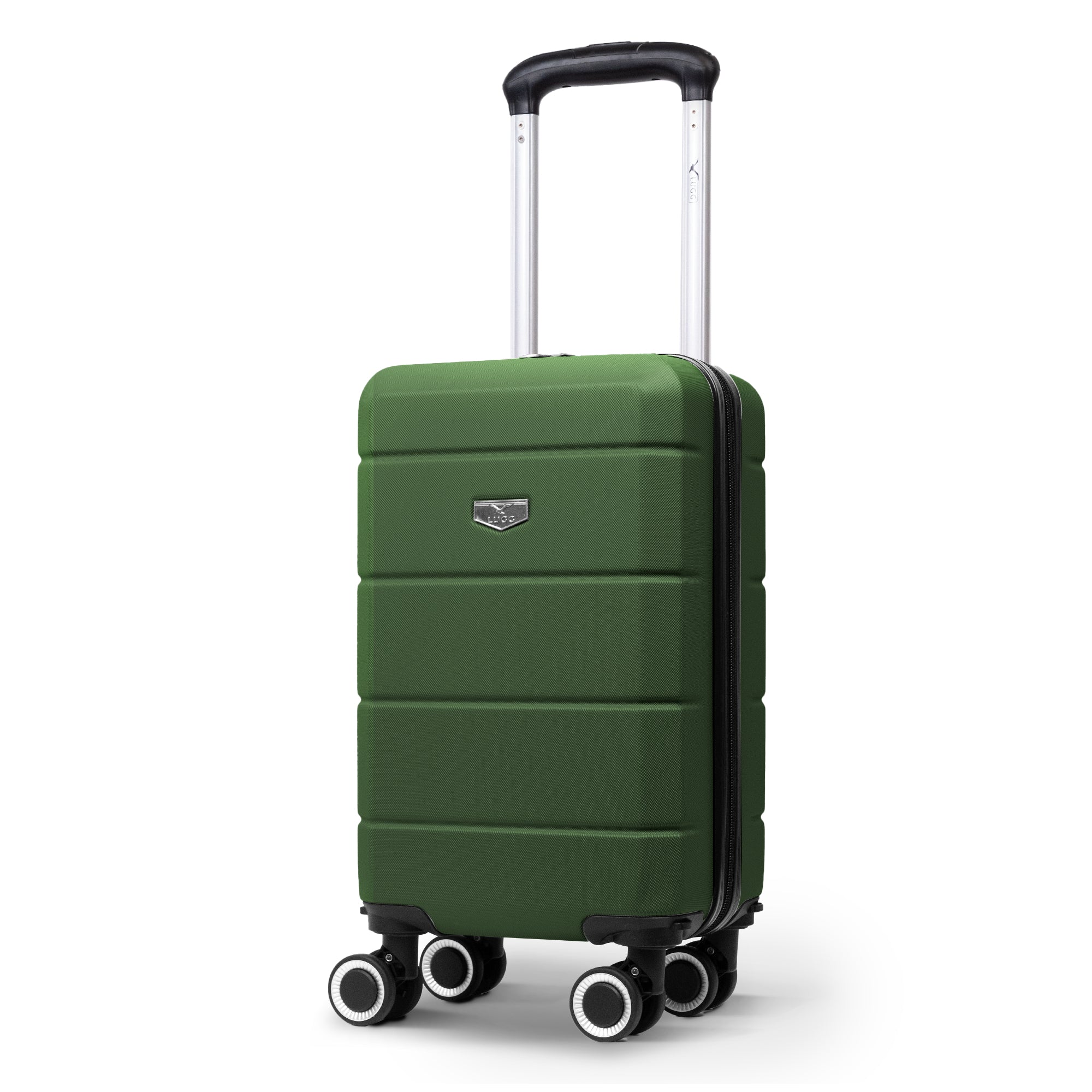 LUGG - Jetset 40cm Suitcase - 40x25x20cm- Ryanair Compatible  - Underseat Size - Hard Shell ABS - Spinner & Removable Wheels - Lightweight Travel Luggage- Army Green