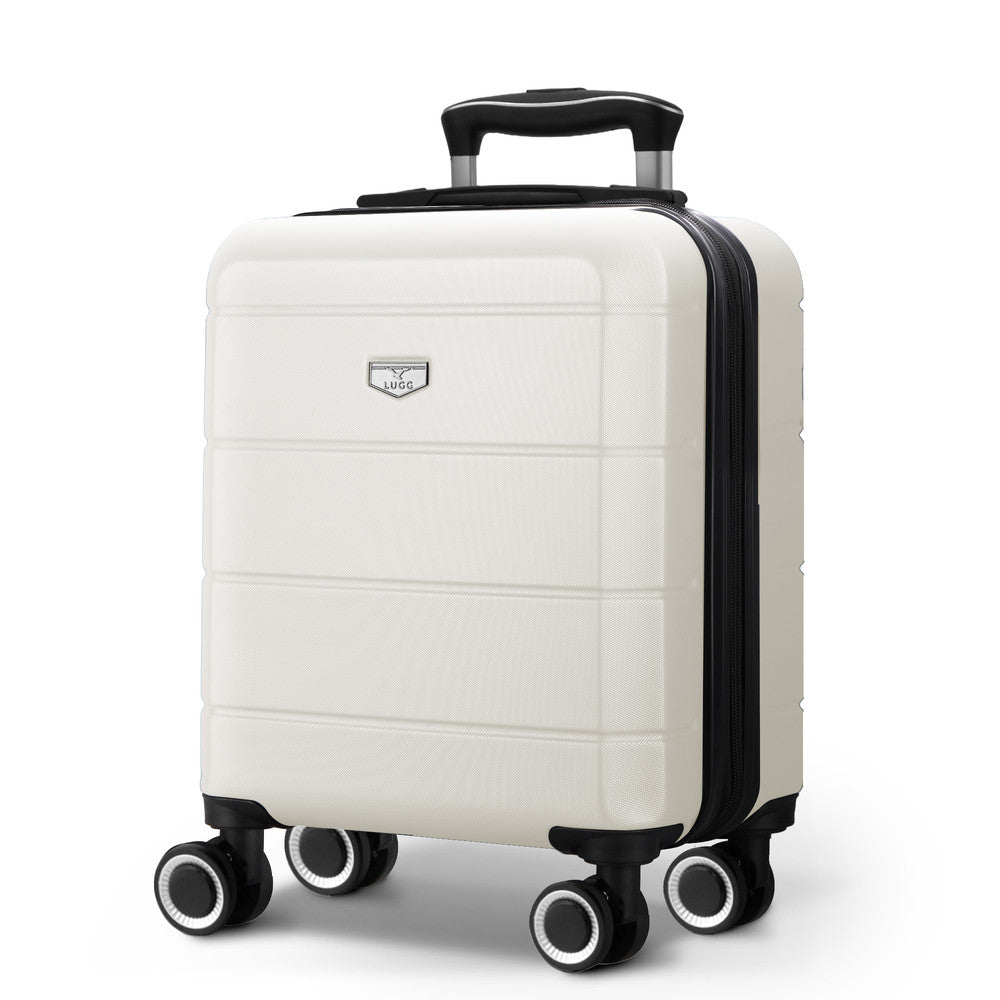 LUGG Jetset 15 Inch ABS Shell Protection Water Resistant & Safe Locking System Easyjet Free Under Seat Luggage (45x33x20cm) - Ivory
