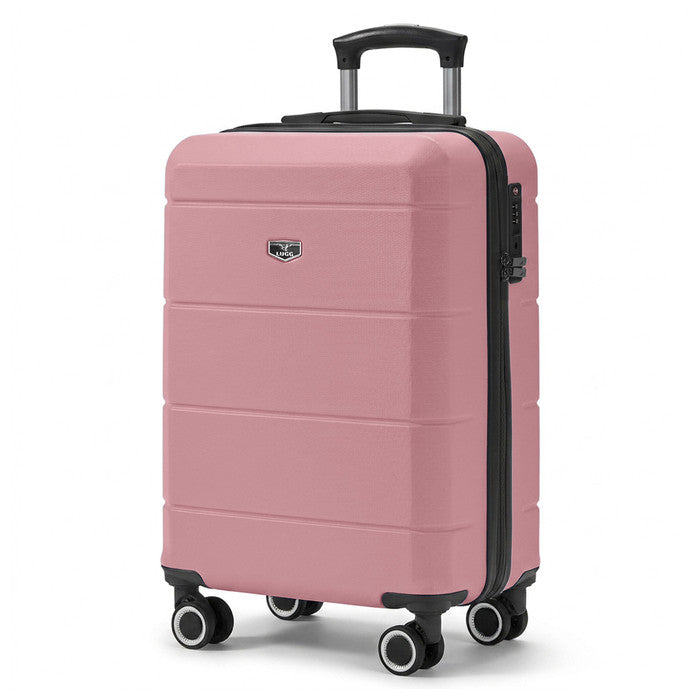 Rose Gold 20" hard shell cabin suitcase, spinner wheels & TSA lock, LUGG Jetset cabin bag