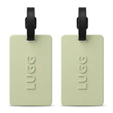 Two Sage Green luggage tags side by side, 2-pack suitcase ID tag set UK