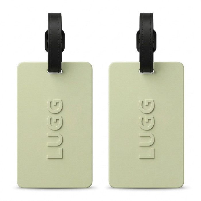 Two Sage Green luggage tags side by side, 2-pack suitcase ID tag set UK