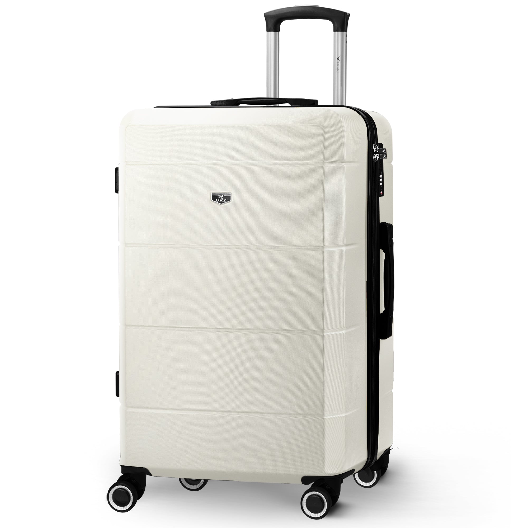 LUGG Jetset 24” Lightweight Travel Carry On Suitcase, ABS, Water Resistant & TSA Lock, Easyjet Overhead- Ivory