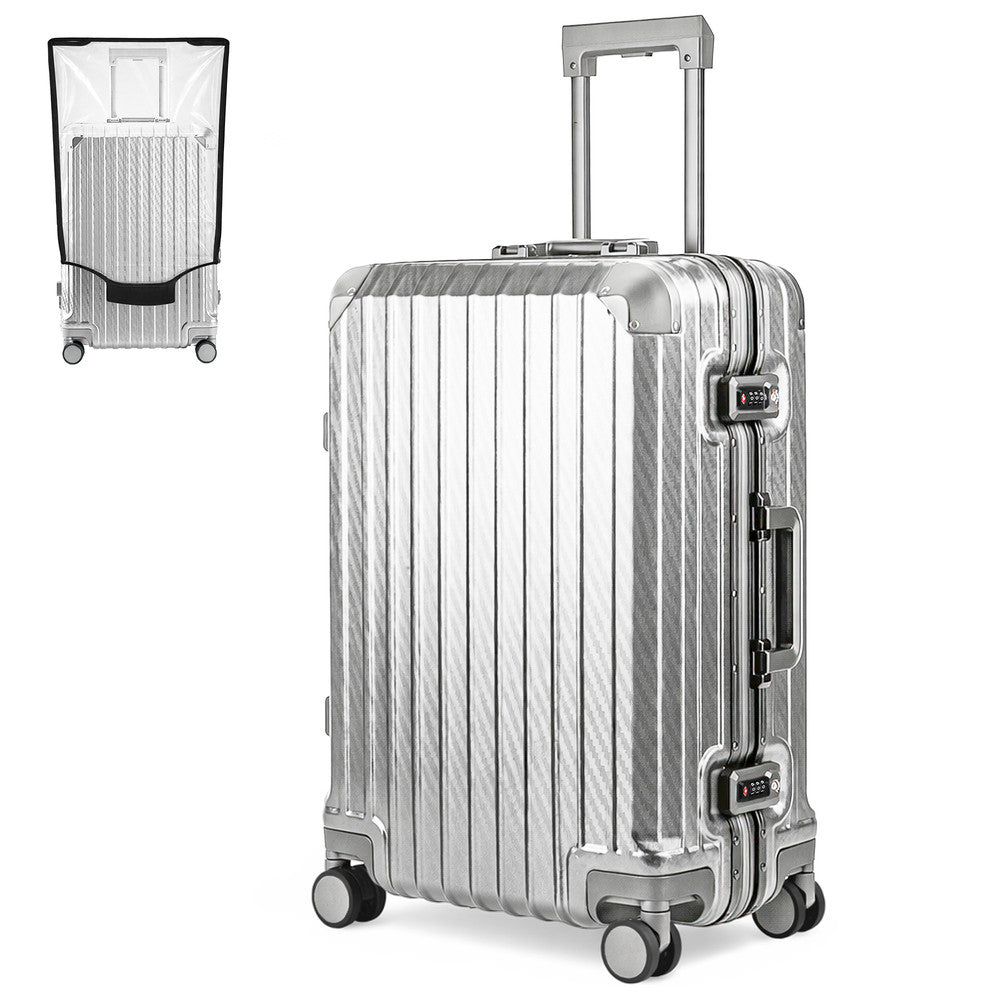 LUGG 24" Hard Shell Trolley Suitcase Aluminium TSA Lock Metallic Silver 65x45x26.5cm
