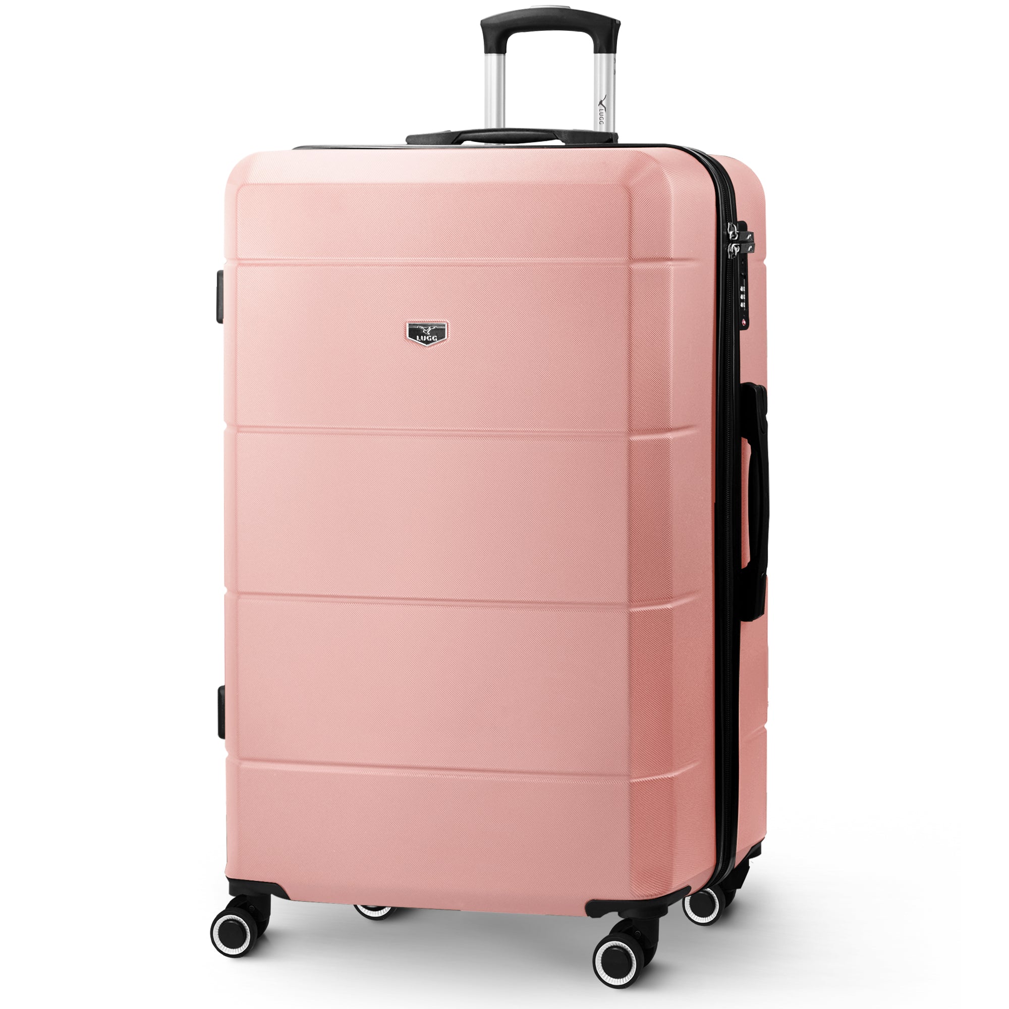 Jetset 32" Large Suitcase – Lightweight Hard Shell Luggage with TSA Lock – Water-Resistant ABS Spinner Suitcase – 4 Wheels – 86x58x31cm Travel Bag - Rose Gold