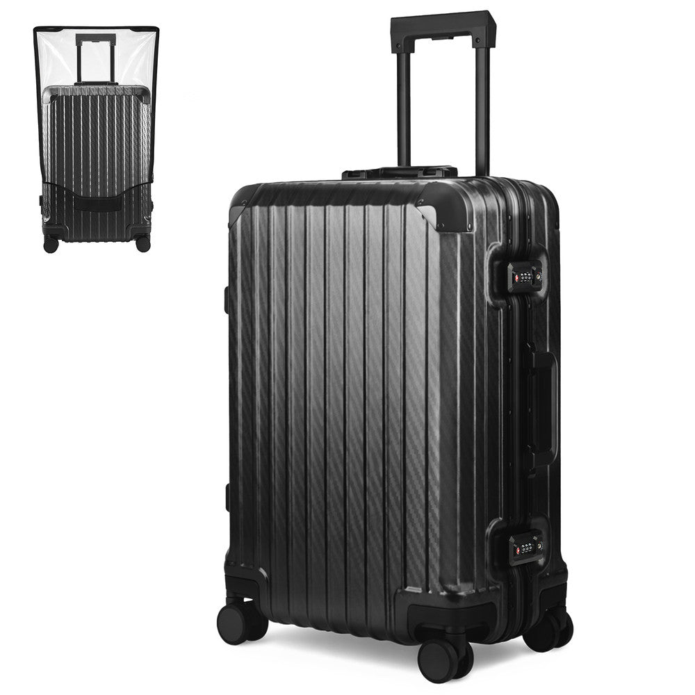 LUGG 24" Hard Shell Trolley Suitcase Aluminium TSA Lock Black 65x45x26.5cm