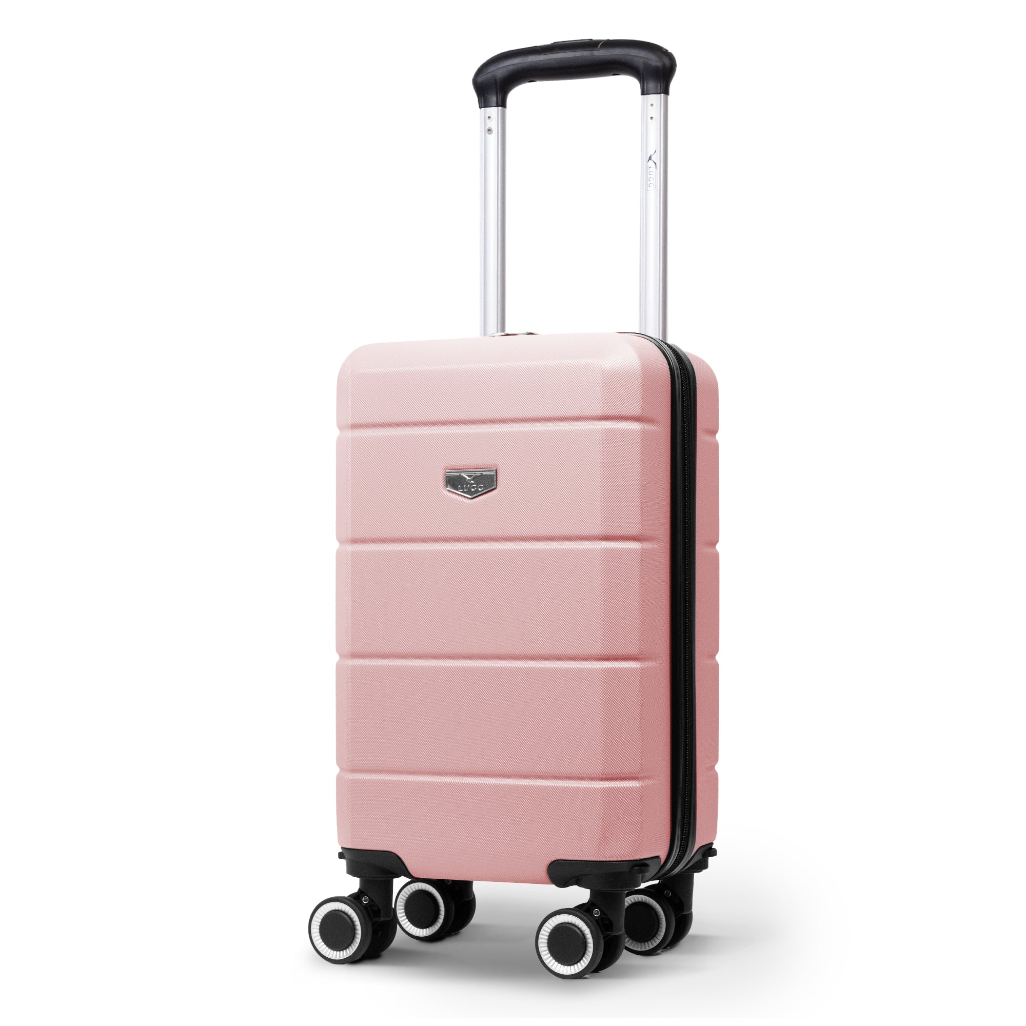 LUGG - Jetset 40cm Suitcase - 40x25x20cm- Ryanair Compatible - Underseat Size - Hard Shell ABS - Spinner & Removable Wheels - Lightweight Travel Luggage- Rose Gold
