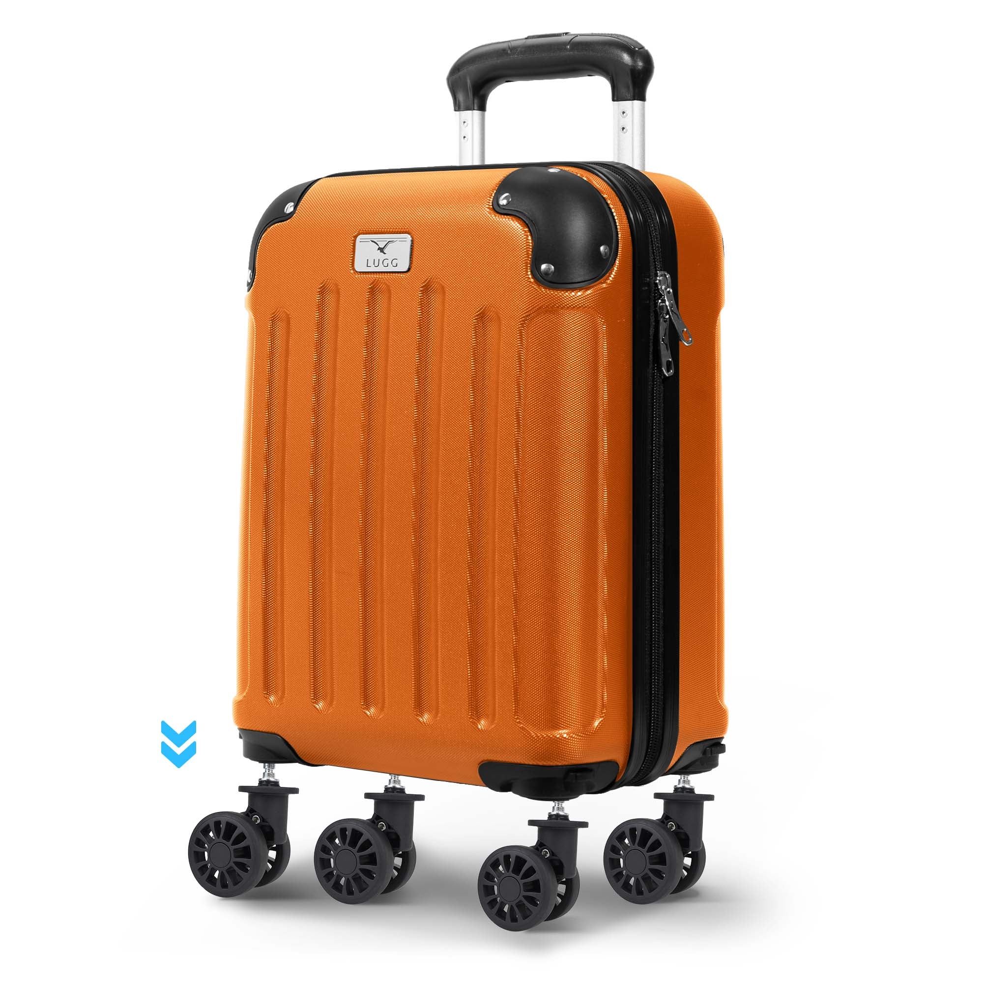 LUGG 40cm Skywander Lightweight Underseat Cabin Bag – Ryanair & EasyJet Approved Carry-On Suitcase, Durable ABS Hard Shell, Smooth Double Spinner Wheels, Water-Resistant & Compact Luggage (40x30x20cm, without wheels) - Orange