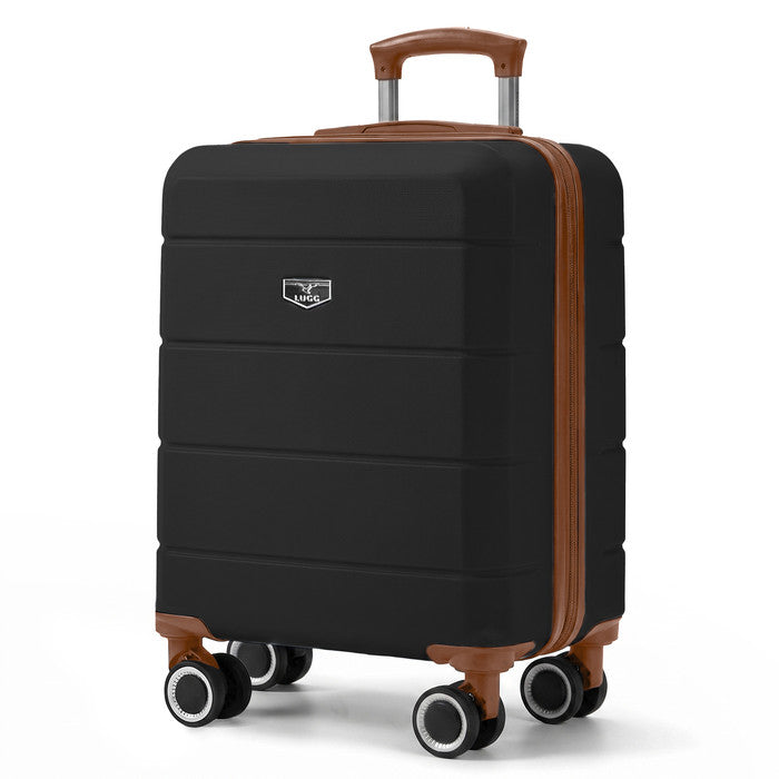 Black & Brown 15in Jetset hard shell cabin bag, 4-wheel spinner hand luggage