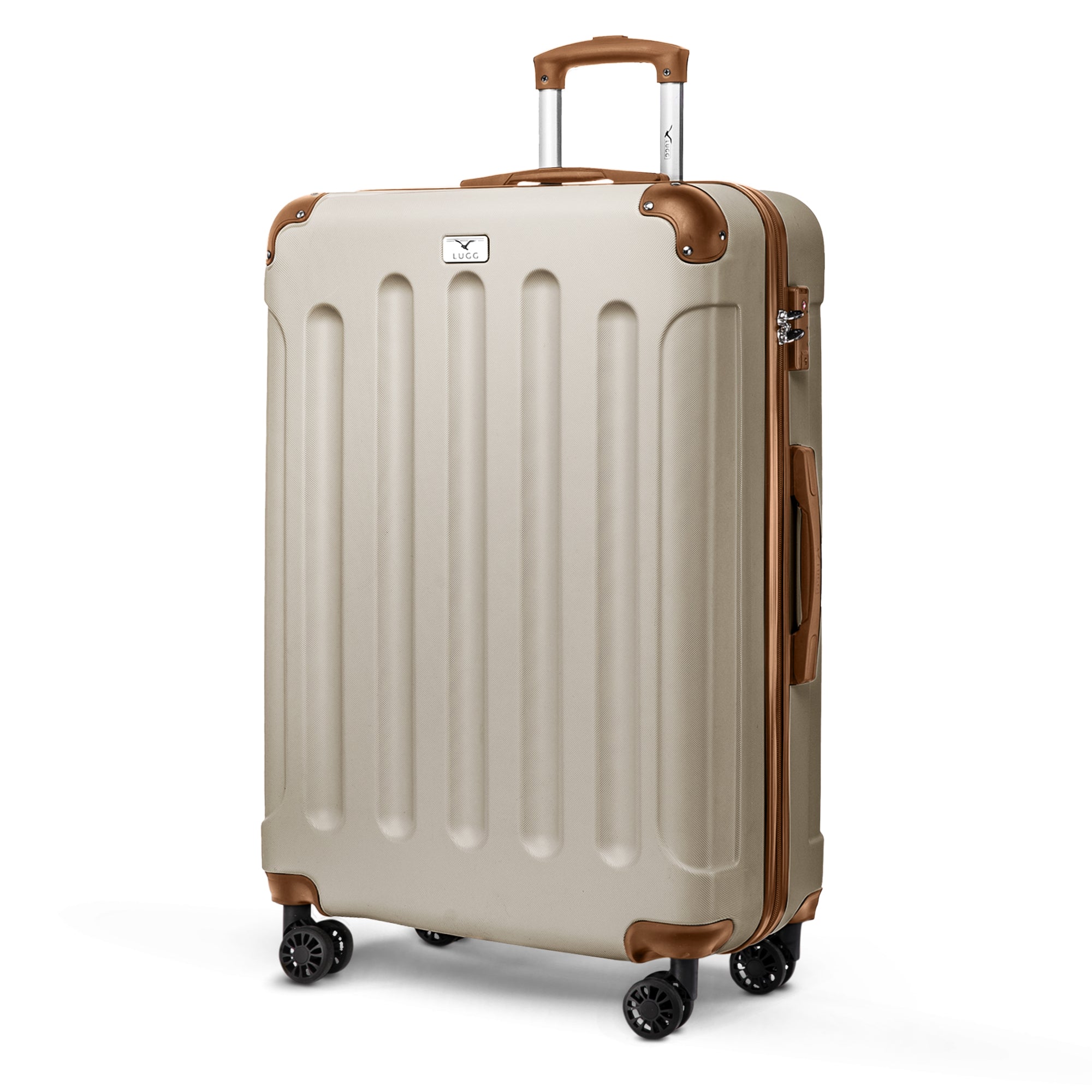 LUGG Skywander 28” Lightweight Luggage - 75cm x 49cm x 29cm - Strong & Lightweight with Secure TSA Lock, Smooth 360° Wheels & Resilient Handle- Cream & Brown
