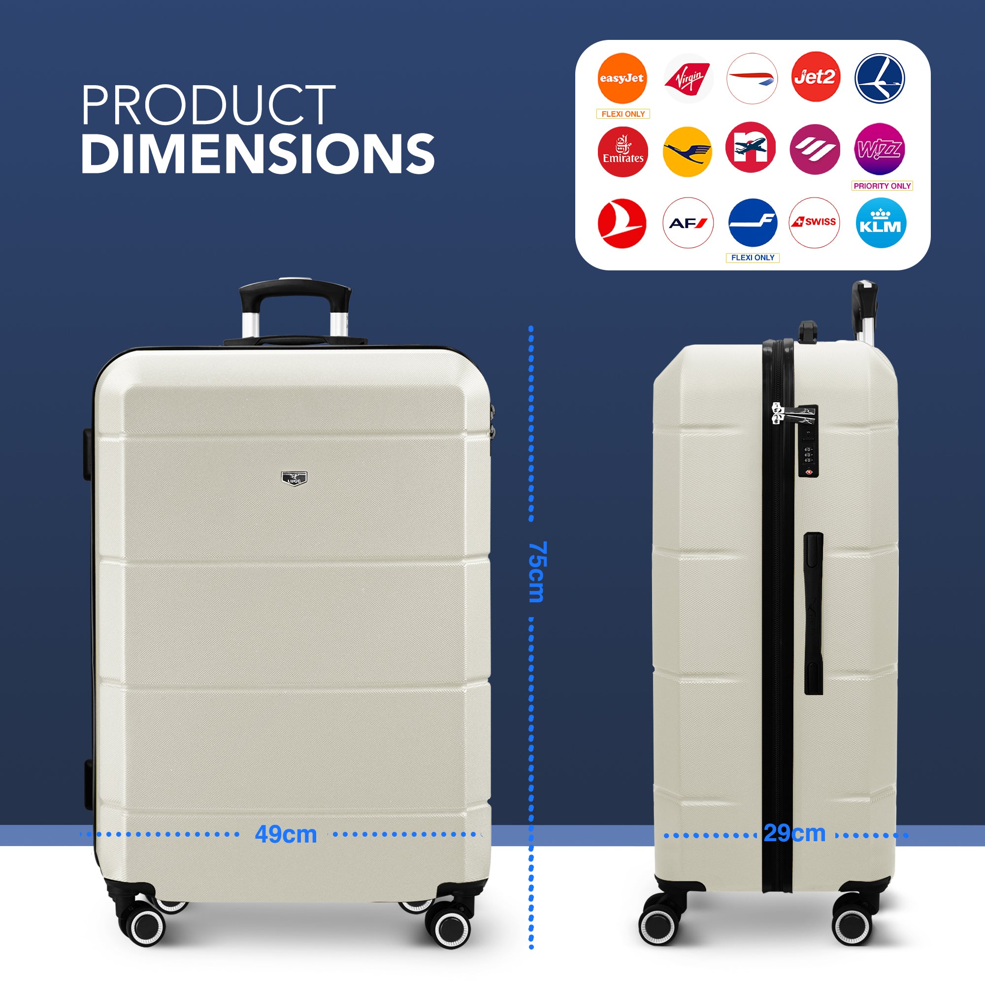 Jetset 28" Large Suitcase in Ivory
