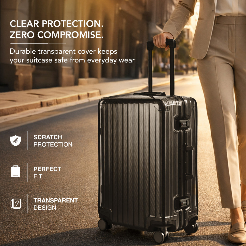 LUGG 24" Hard Shell Trolley Suitcase Aluminium TSA Lock Black 65x45x26.5cm