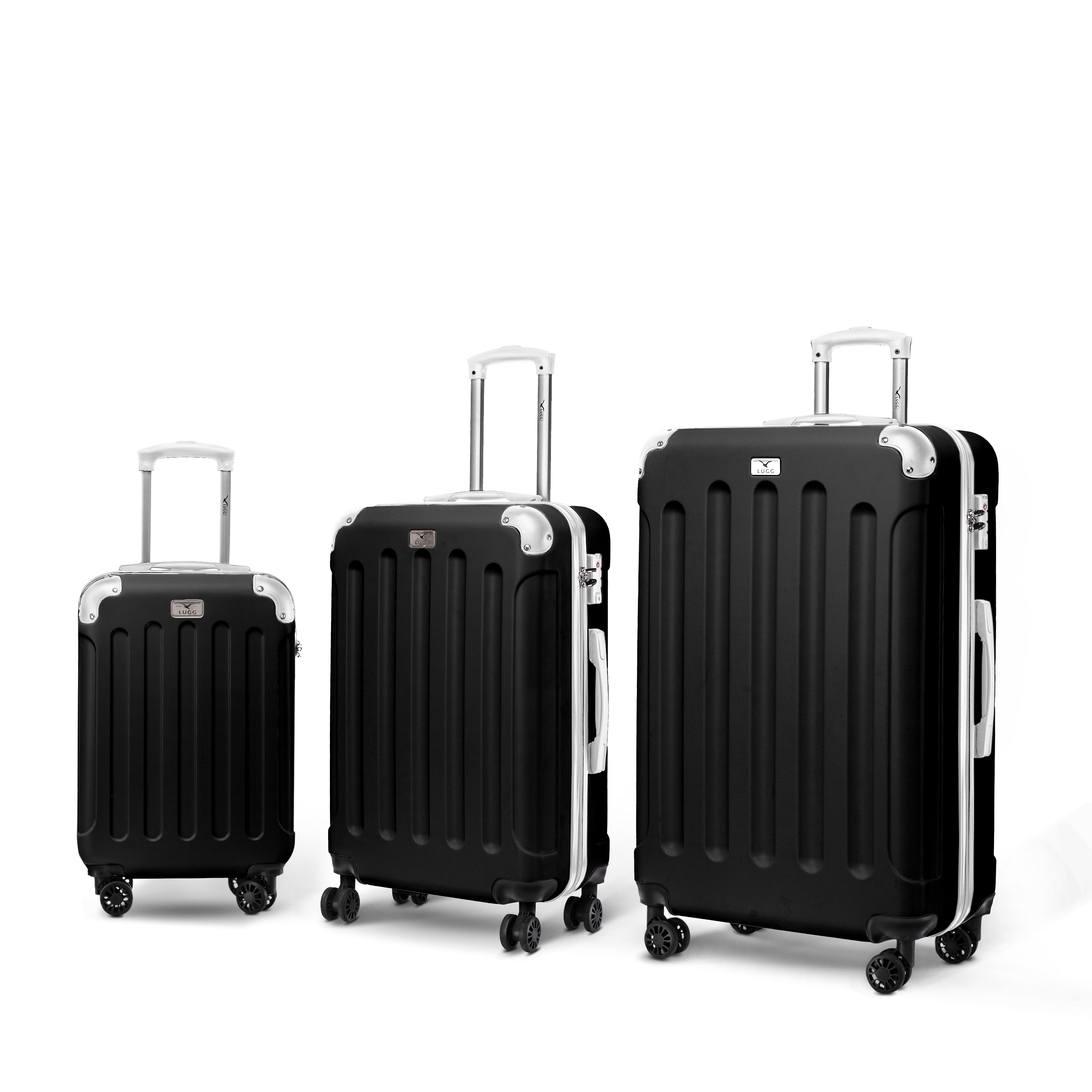 Skywander 3pc Suitcase Set in Black & White