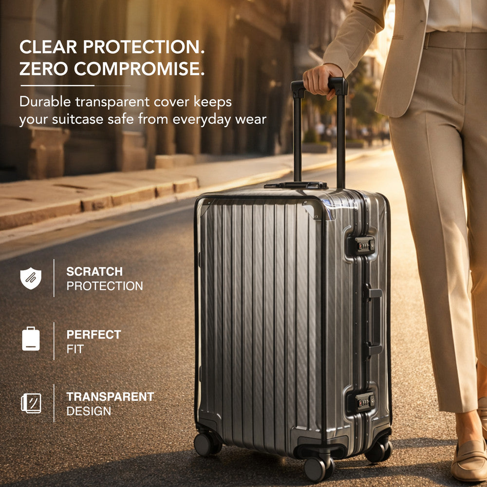 LUGG 24" Hard Shell Trolley Suitcase Aluminium TSA Lock Grey 65x45x26.5cm