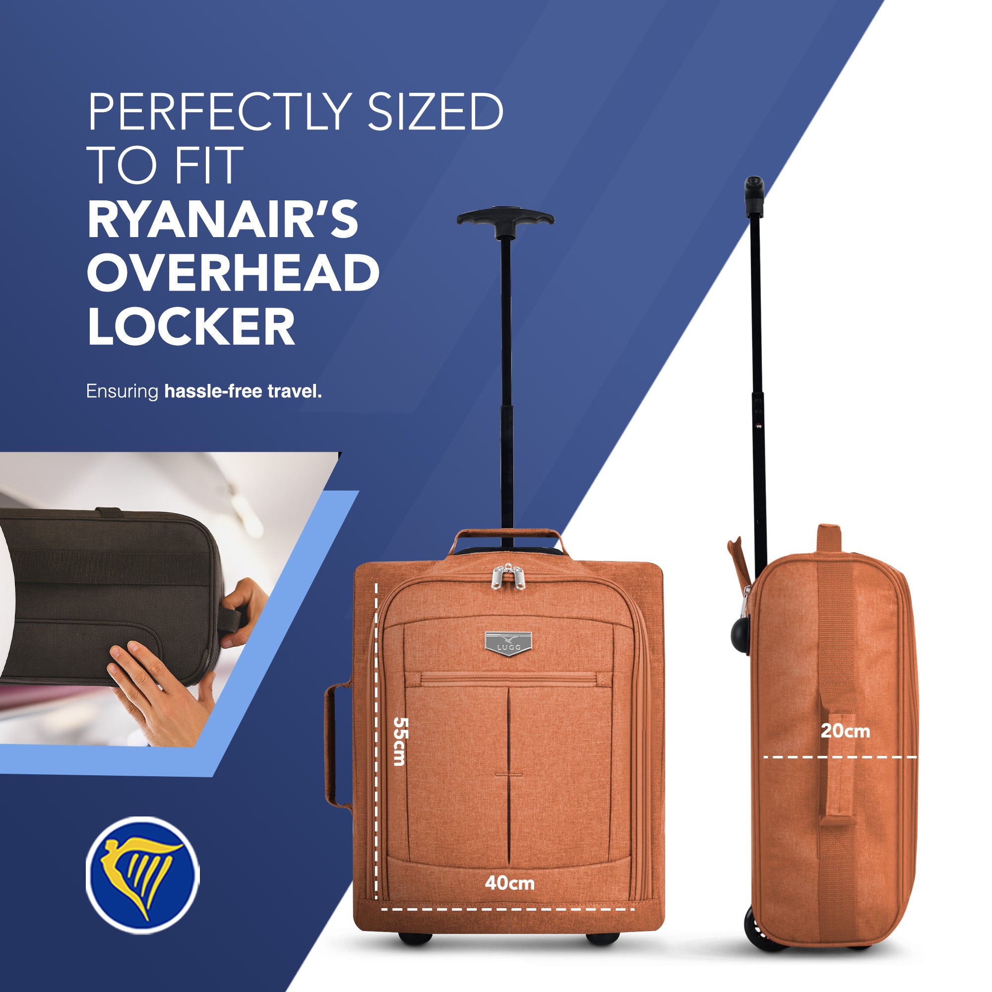 Soft Cabin Bag for Ryanair & EasyJet Priority Overhead Locker - Orange