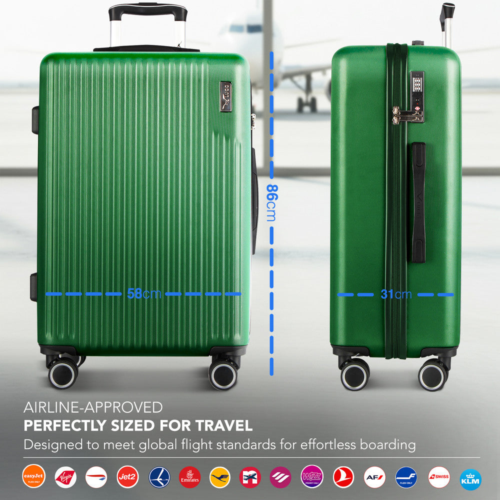 LUGG 32inch Vacay Suitcase ABS Luggage with TSA Indent Lock, Aluminium Trolley Handle, 360° Spinner Wheels, Water-Resistant & Durable Material - Airline Compatible (86 x 31 x 58cm) - Forest