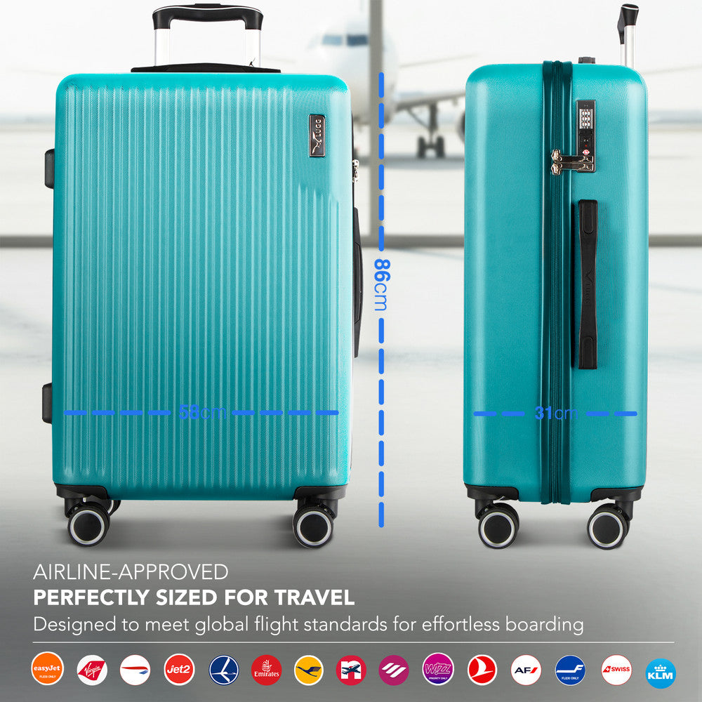 LUGG 32inch Vacay Suitcase ABS Luggage with TSA Indent Lock, Aluminium Trolley Handle, 360° Spinner Wheels, Water-Resistant & Durable Material - Airline Compatible (86 x 31 x 58cm) - Ocean