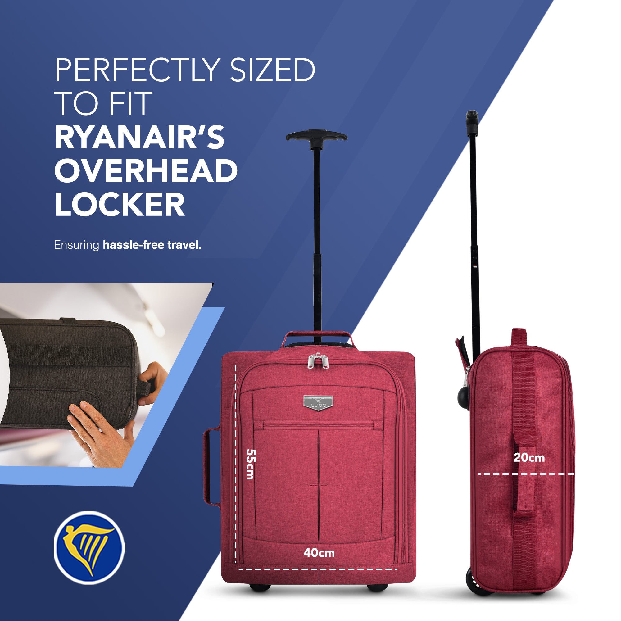 Soft Cabin Bag for Ryanair & EasyJet Priority Overhead Locker - Red
