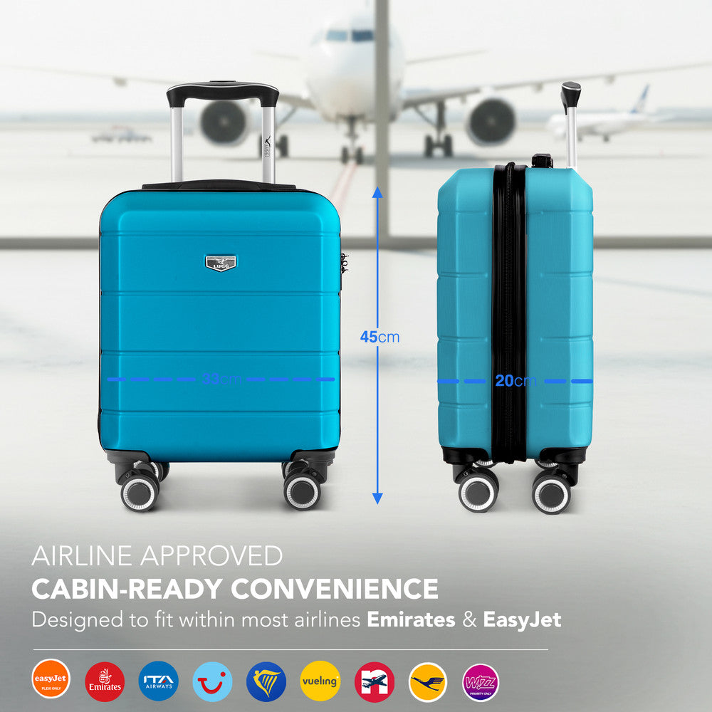 LUGG Jetset 15 Inch ABS Shell Protection Water Resistant & Safe Locking System Easyjet Free Under Seat Luggage (45x33x20cm) - Teal