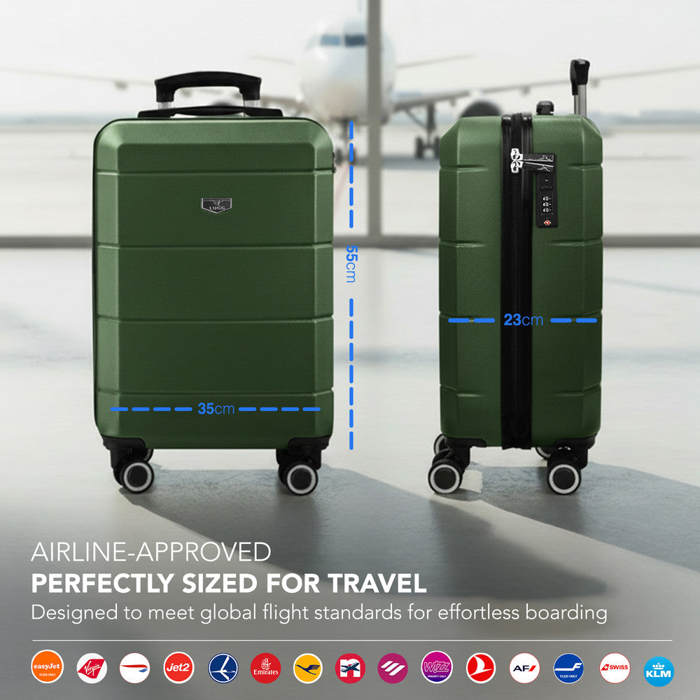 Jetset 20" Cabin Suitcase - 55 x 35 x 23cm in Army Green