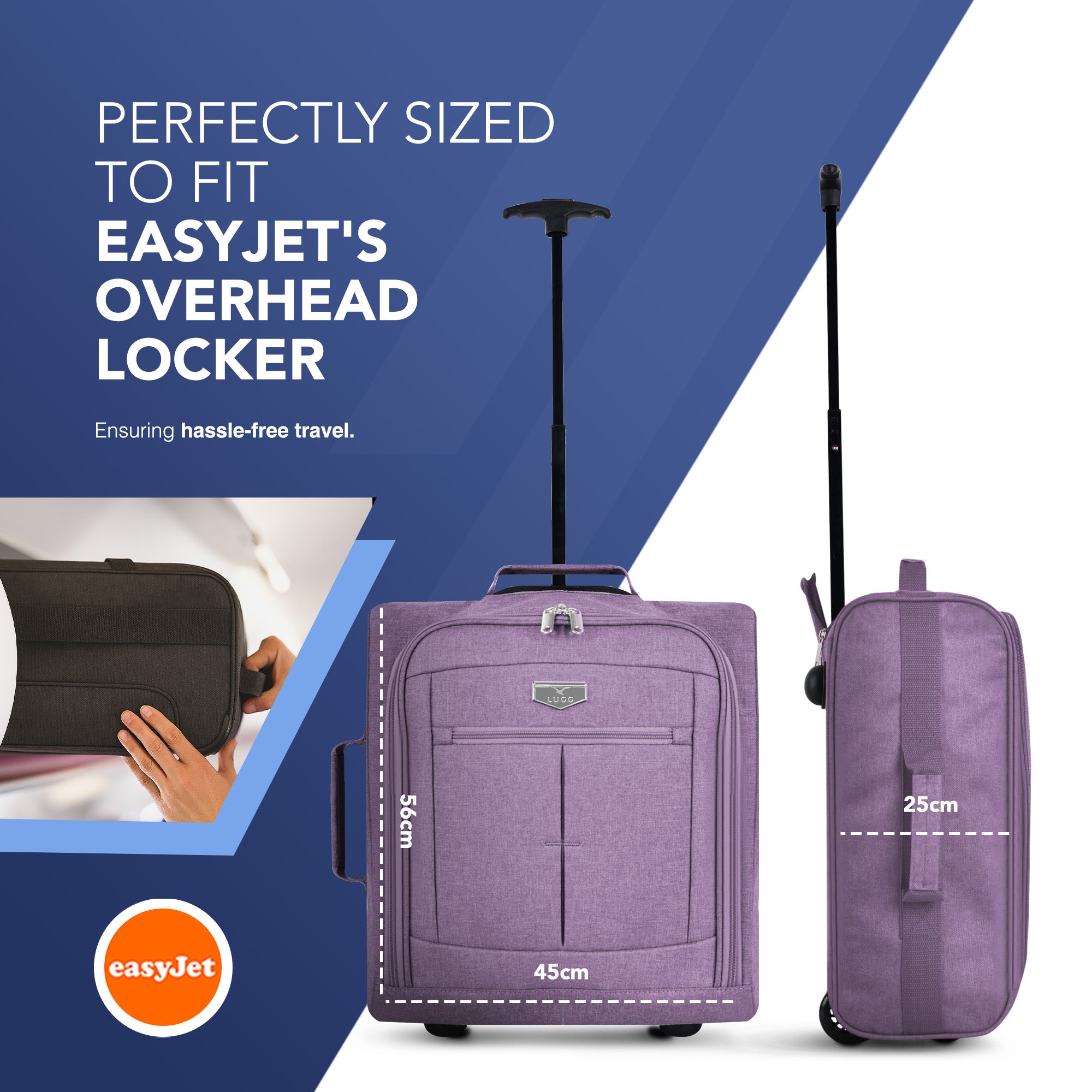 Soft Cabin Bag for EasyJet Overhead Locker - Lilac
