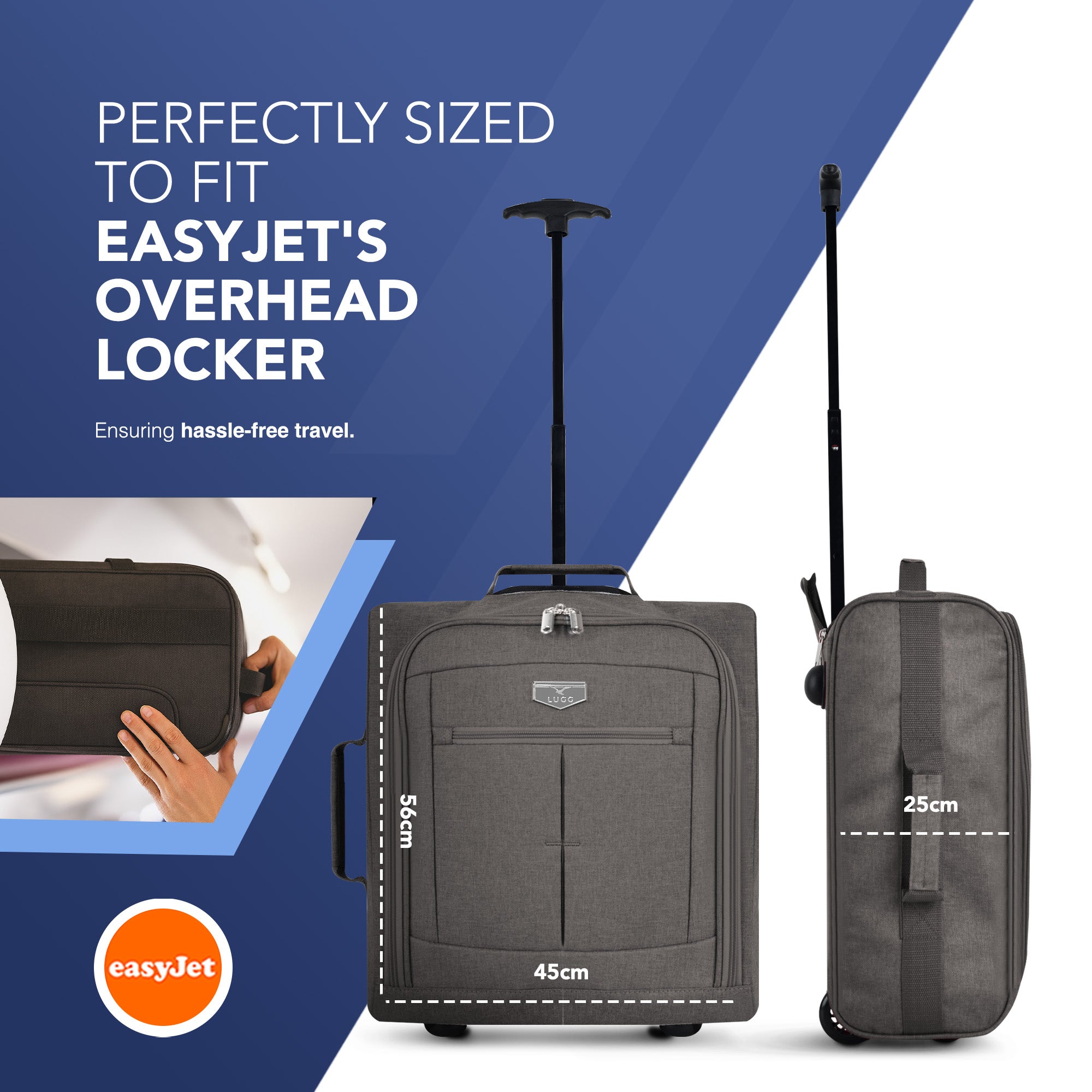Soft Cabin Bag for EasyJet Overhead Locker - Charcoal