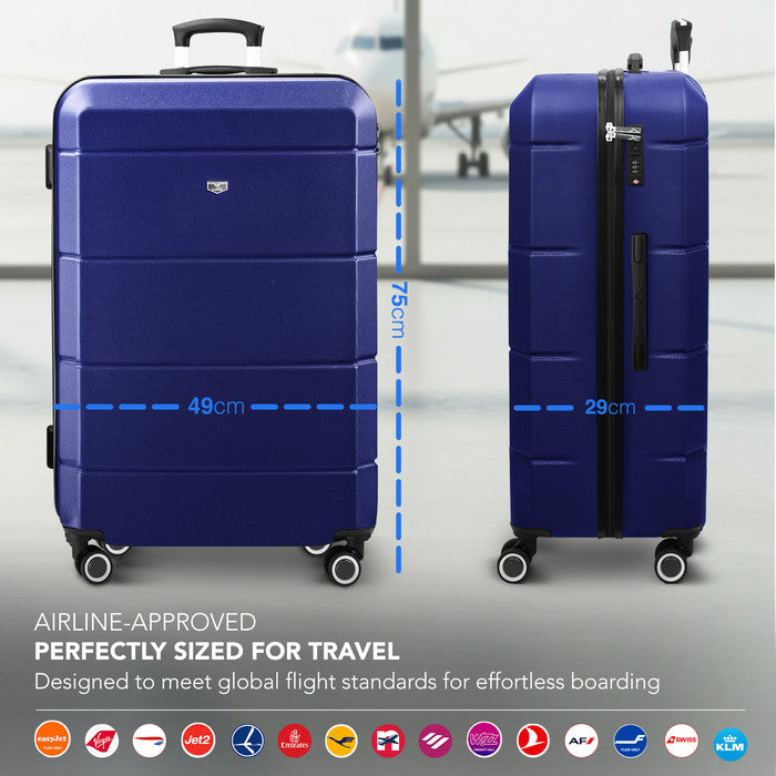 LUGG Jetset 28 Inch Large Suitcase – Lightweight Hard Shell Luggage with TSA Lock – Water-Resistant ABS Spinner Suitcase – 4 Wheels – (75x49x29cm) - Midnight Blue