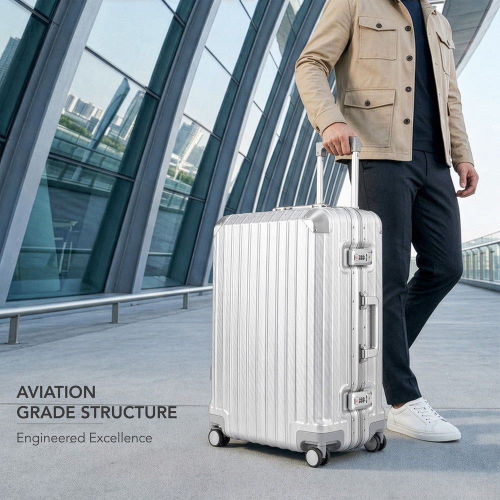 LUGG Solo Explorer 28" Hard Shell Suitcase 75x52x31cm 5yr Warranty Metallic Silver