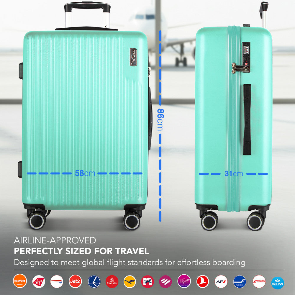 LUGG 32inch Vacay Suitcase ABS Luggage with TSA Indent Lock, Aluminium Trolley Handle, 360° Spinner Wheels, Water-Resistant & Durable Material - Airline Compatible (86 x 31 x 58cm) - Mint