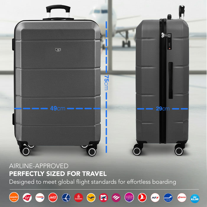 LUGG Jetset 28 Inch Large Suitcase – Lightweight Hard Shell Luggage with TSA Lock – Water-Resistant ABS Spinner Suitcase – 4 Wheels – (75x49x29cm) - Gunmetal