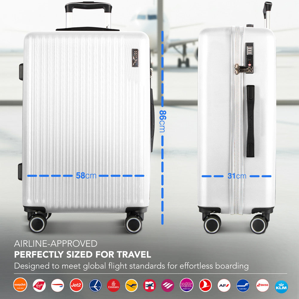 LUGG 32inch Vacay Suitcase ABS Luggage with TSA Indent Lock, Aluminium Trolley Handle, 360° Spinner Wheels, Water-Resistant & Durable Material - Airline Compatible (86 x 31 x 58cm) - Pearl