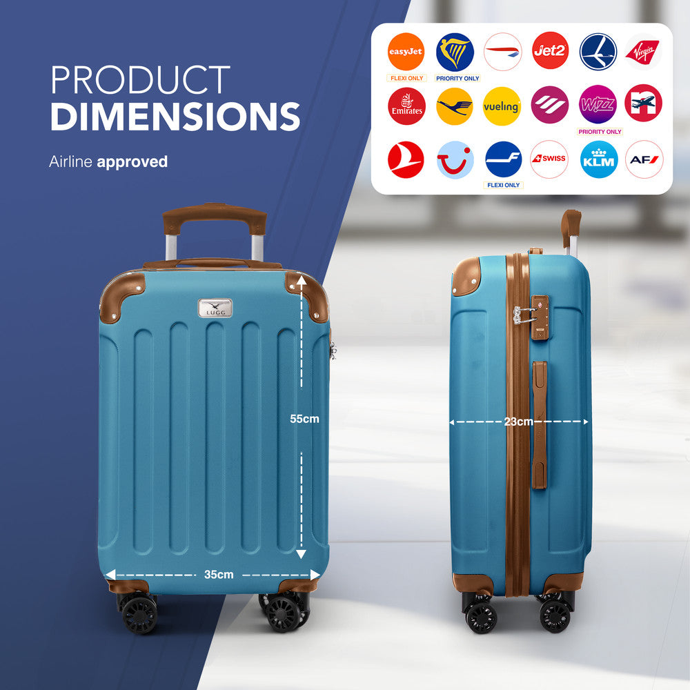 Skywander 20" Cabin Suitcase - 55 x 35 x 23cm in Blue & Brown