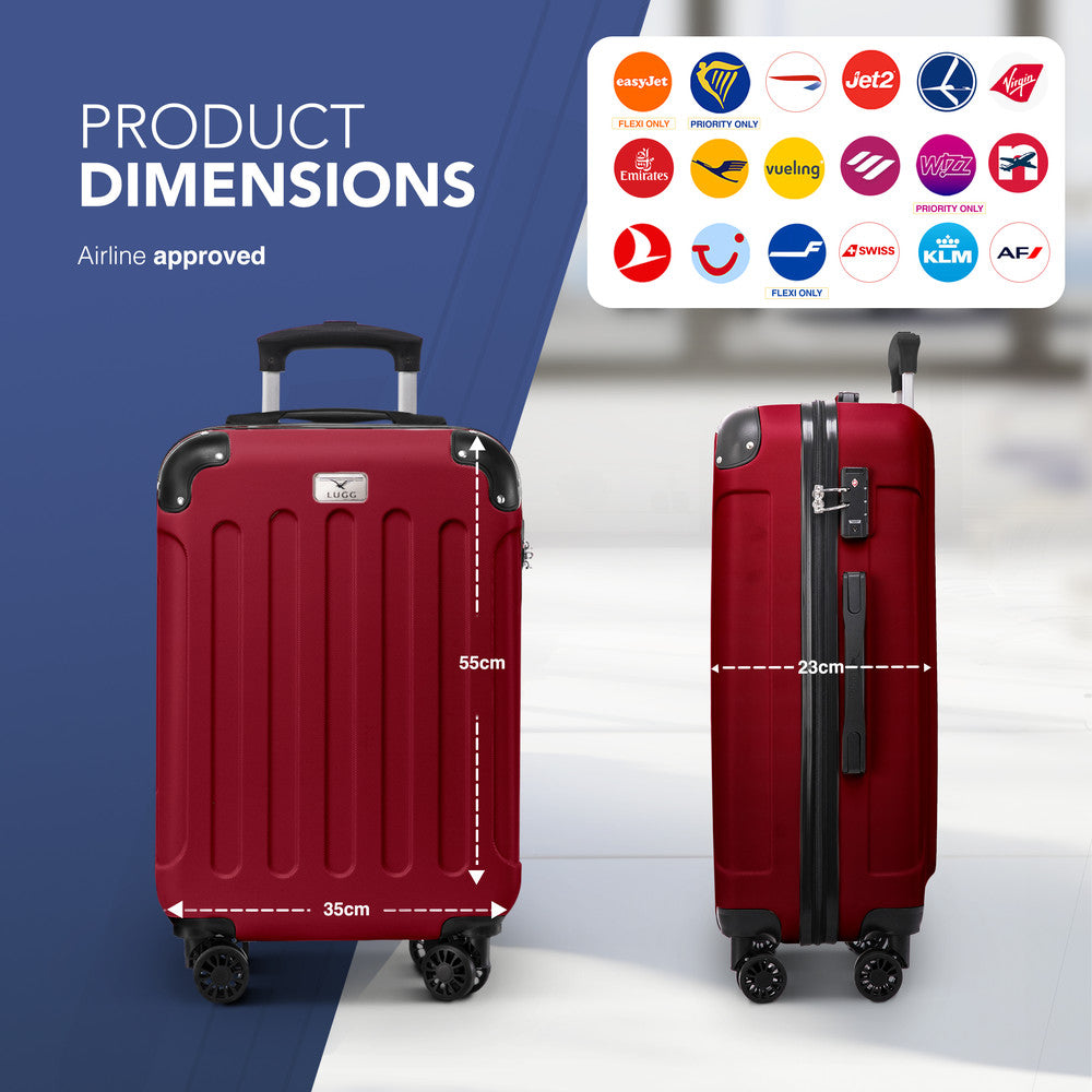 Skywander 20" Cabin Suitcase - 55 x 35 x 23cm in Burgundy