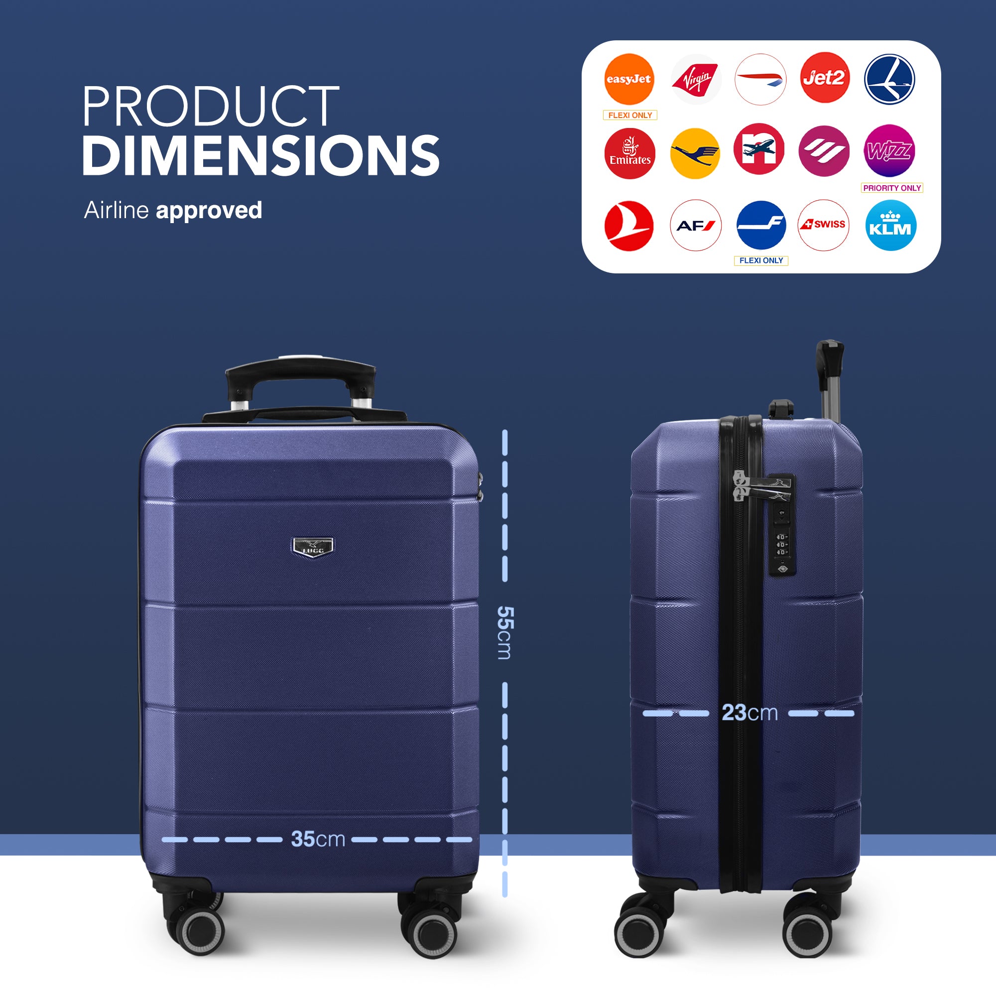 Jetset 20" Cabin Suitcase in Midnight Blue