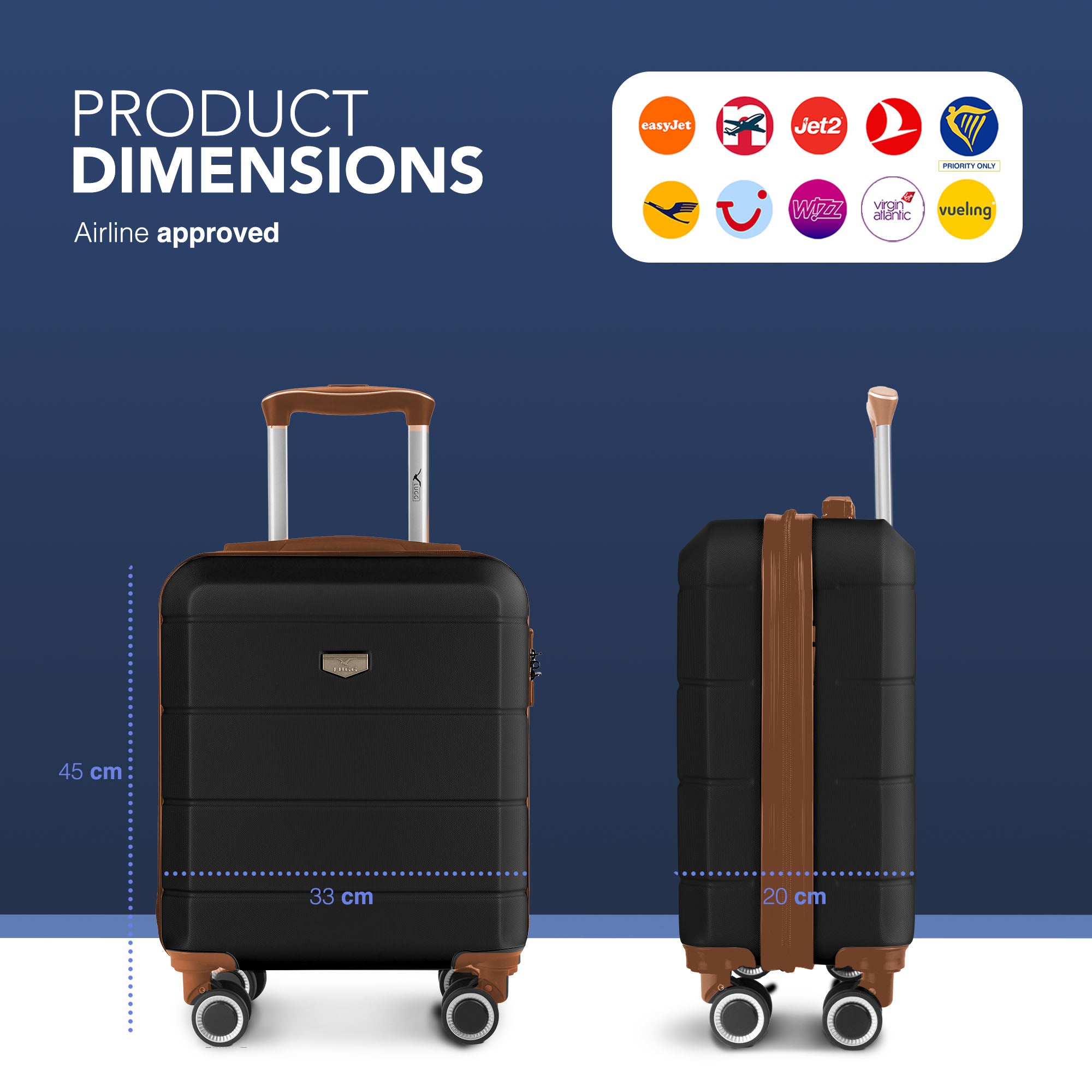 Jetset 15" Underseat Suitcase in Black & Brown